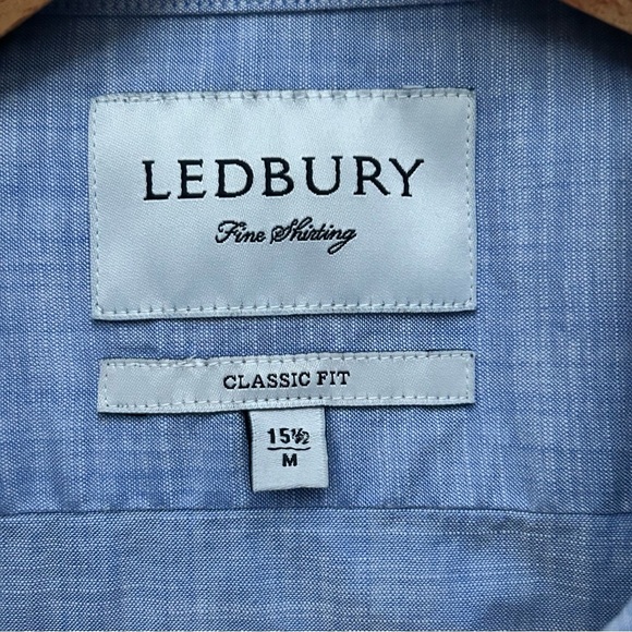 Ledbury Fine Shirting Classic Fit Long Sleeve Button Down Shirt - Picture 4 of 6